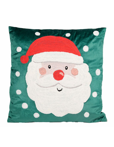 TESSILE: vendita online Decorazione cuscino di Natale 45x45cm con Babbo Natale in poliestere - La magia di Natale a casa tua ...