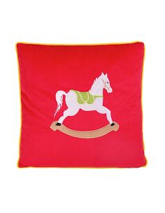 CUSCINO DECORO CAVALLO A DONDOLO 40X40CM POLIESTERE