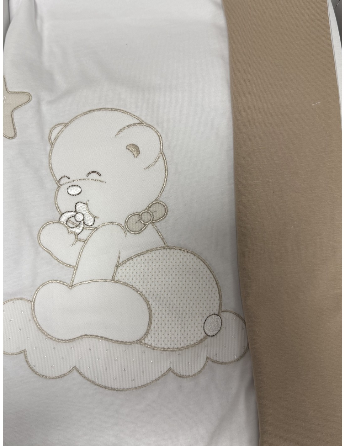 Coperta Jersey Baby Boom Bianco e Tortora in Cotone Naturale | Shoincas.it