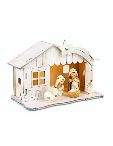 NATIVITA'JANE 5 FIGURE RESINA/LEGNO 15X8X10CM