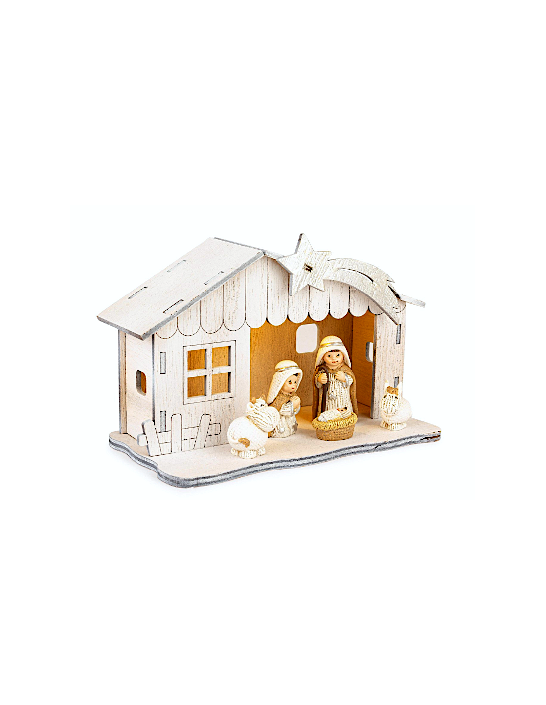 NATIVITA'JANE 5 FIGURE RESINA/LEGNO 15X8X10CM