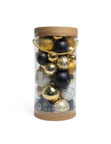 CONF 50 SFERE BLACK GOLD PLASTICA MISURE MISTE