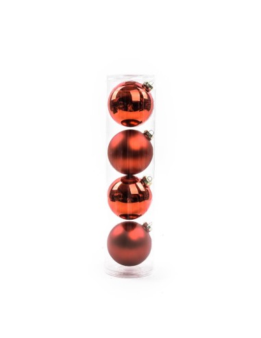 CONF 4 SFERE ROSSE 10CM VETRO