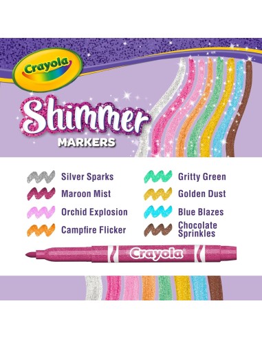 PRESCOLARI: vendita online CRAYOLA, PENNARELLI SCINTILLANTI, SET 8 COLORI BRILLANTI, BAMBINI 3 ANNI+, ARTE, CREATIVITÀ in off...