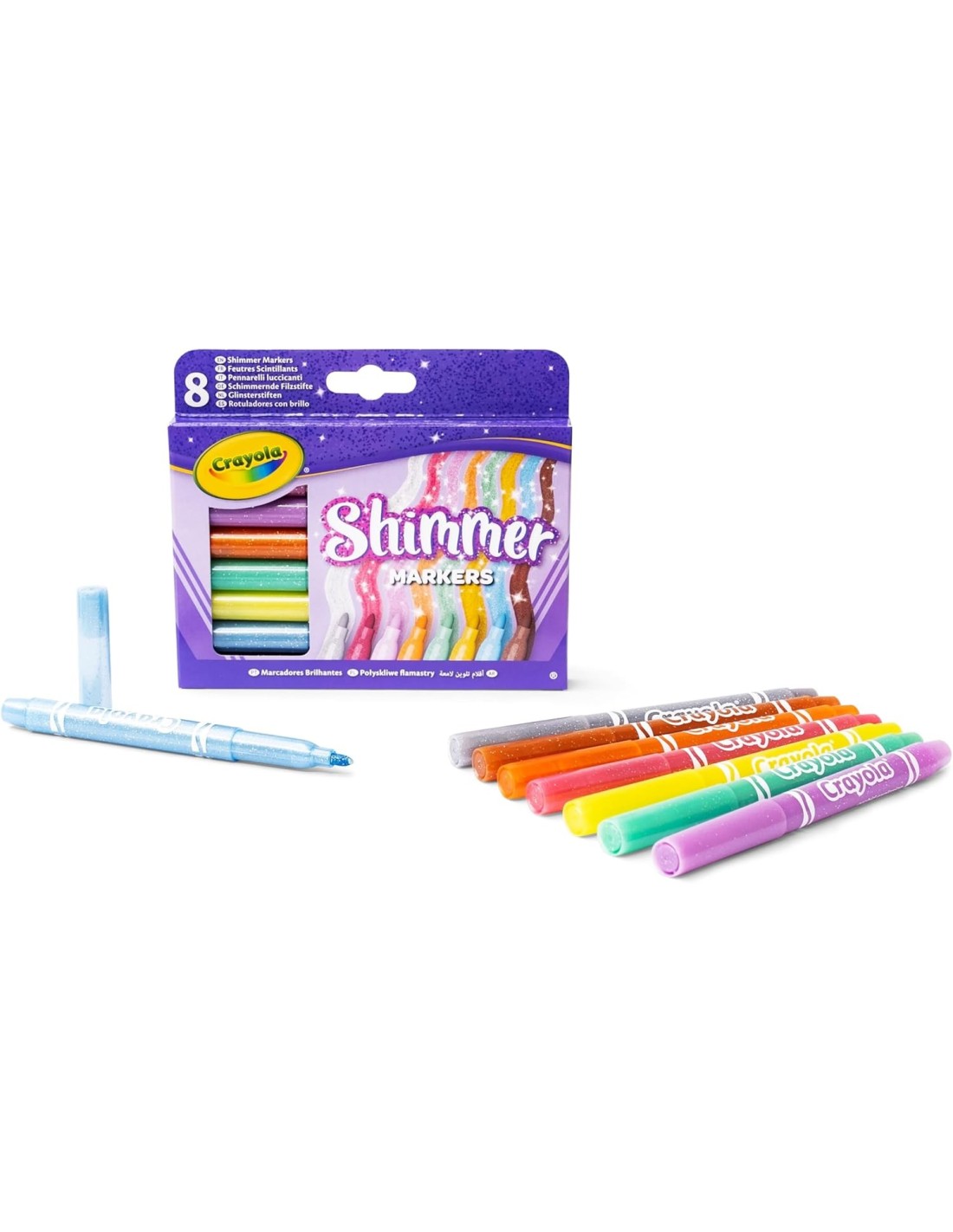 PRESCOLARI: vendita online CRAYOLA, PENNARELLI SCINTILLANTI, SET 8 COLORI BRILLANTI, BAMBINI 3 ANNI+, ARTE, CREATIVITÀ in off...