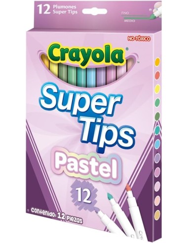 CRAYOLA SUPERTIPS PENNARELLI LAVABILI, 12 COLORI PASTELLATI, SCUOLA E TEMPO LIBERO | Shop in Casa