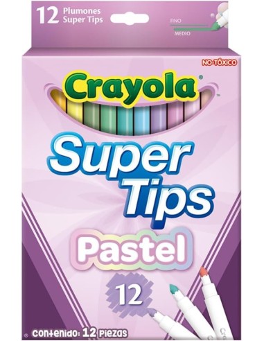 CRAYOLA SUPERTIPS PENNARELLI LAVABILI, 12 COLORI PASTELLATI, SCUOLA E TEMPO LIBERO | Shop in Casa