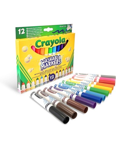 PRESCOLARI: vendita online 12 PENNARELLI LAVABILI, PUNTA MAXI, FIBRA SUPER-RESISTENTE, 12 COLORI ASSORTITI, SCUOLA, TEMPO LIB...