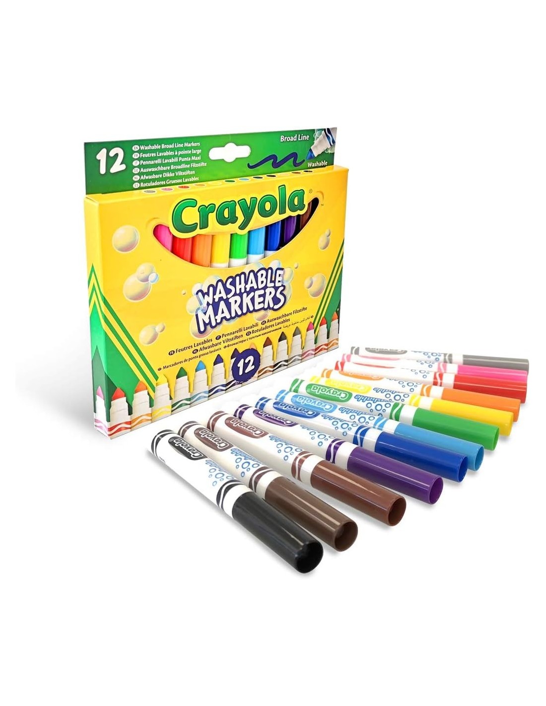 PRESCOLARI: vendita online 12 PENNARELLI LAVABILI, PUNTA MAXI, FIBRA SUPER-RESISTENTE, 12 COLORI ASSORTITI, SCUOLA, TEMPO LIB...