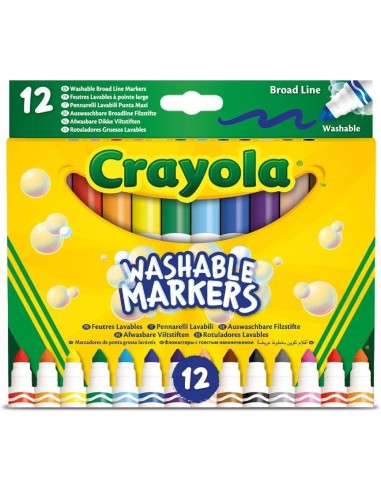 PRESCOLARI: vendita online 12 PENNARELLI LAVABILI, PUNTA MAXI, FIBRA SUPER-RESISTENTE, 12 COLORI ASSORTITI, SCUOLA, TEMPO LIB...