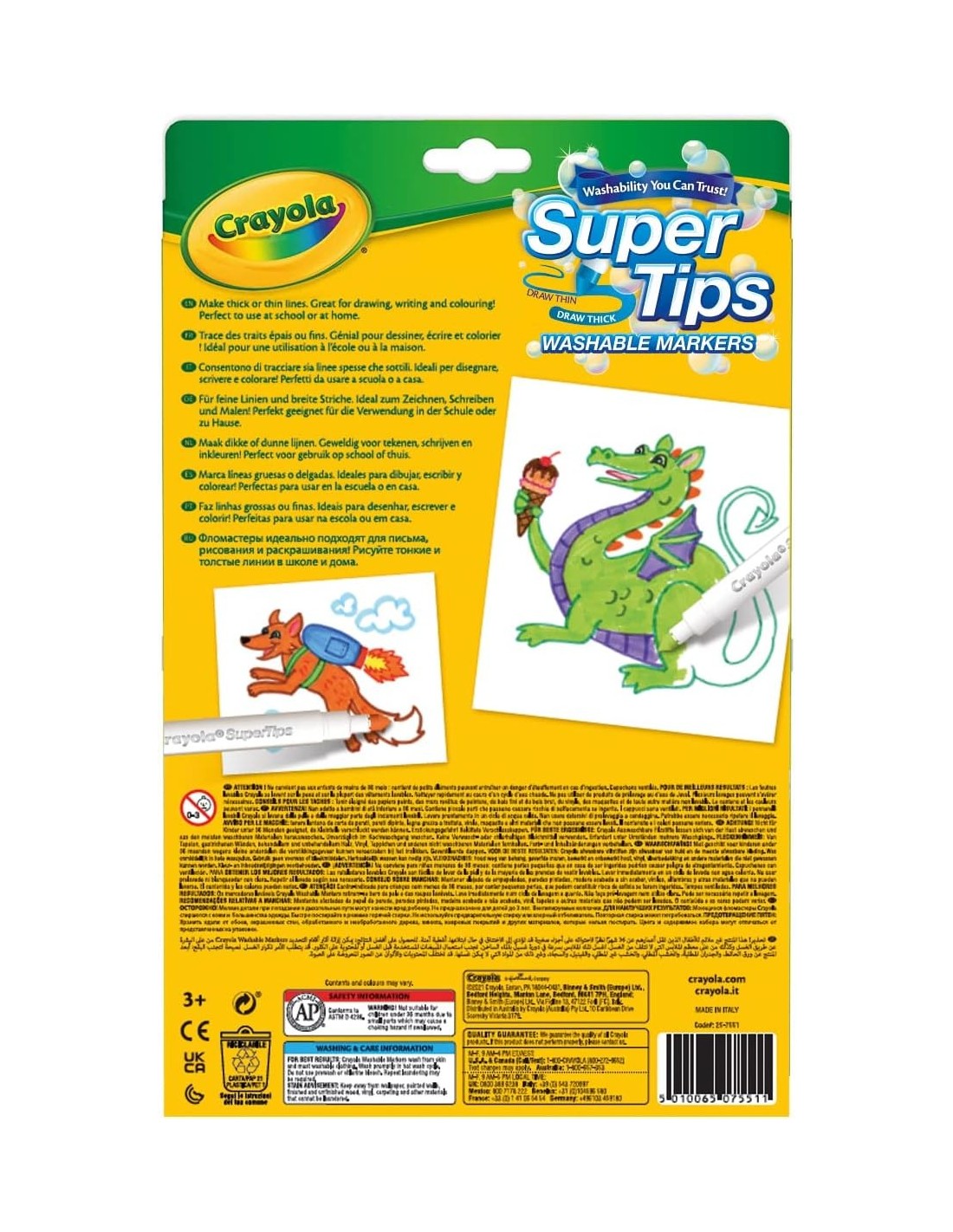 PRESCOLARI: vendita online CRAYOLA, SUPERTIPS, PENNARELLI LAVABILI, PUNTA MEDIA, 24 PEZZI, COLORI ASSORTITI, SCUOLA, TEMPO LI...