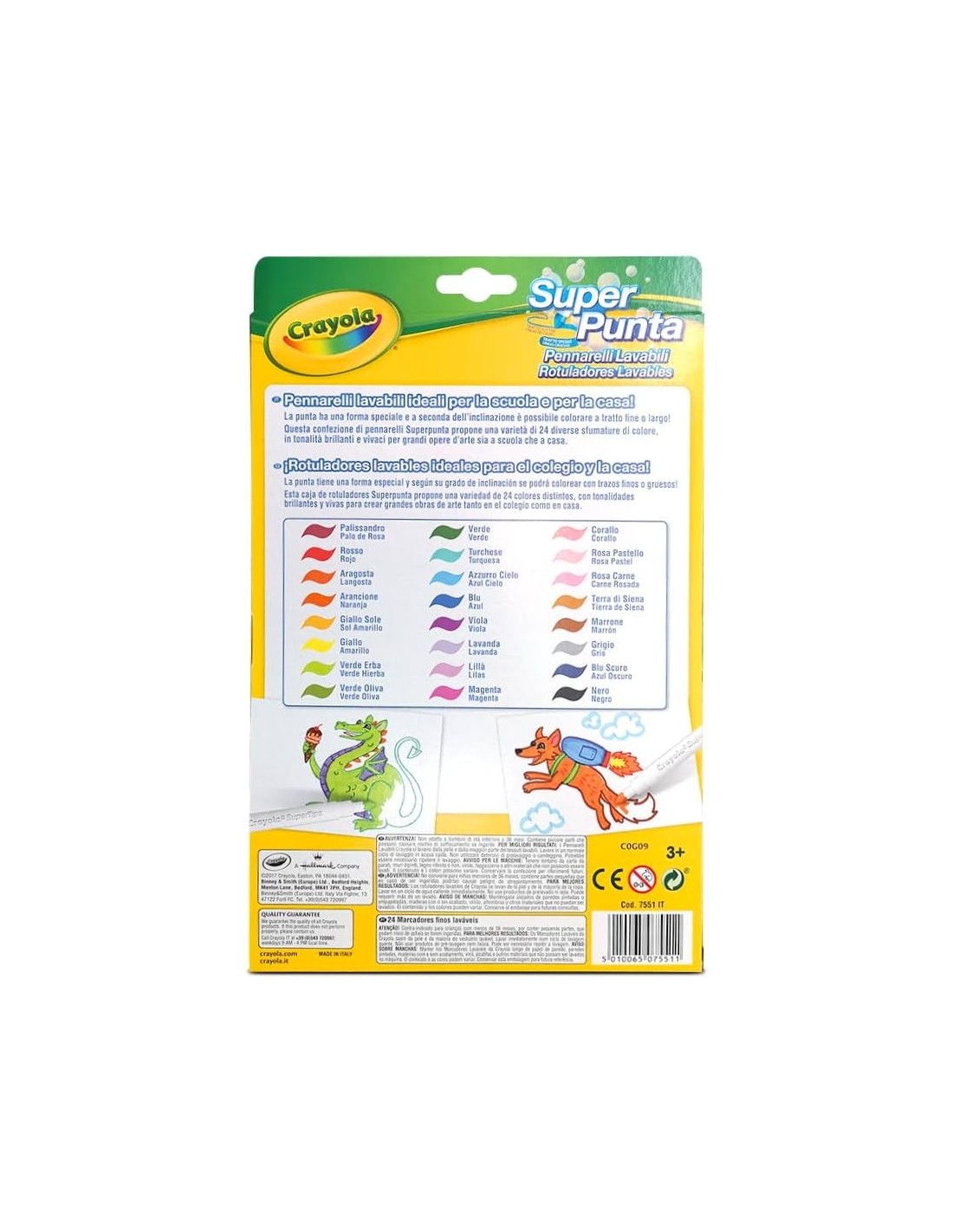 PRESCOLARI: vendita online CRAYOLA, SUPERTIPS, PENNARELLI LAVABILI, PUNTA MEDIA, 24 PEZZI, COLORI ASSORTITI, SCUOLA, TEMPO LI...