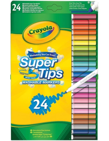 PRESCOLARI: vendita online CRAYOLA, SUPERTIPS, PENNARELLI LAVABILI, PUNTA MEDIA, 24 PEZZI, COLORI ASSORTITI, SCUOLA, TEMPO LI...