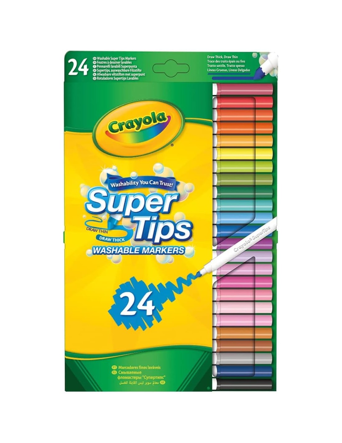 PRESCOLARI: vendita online CRAYOLA, SUPERTIPS, PENNARELLI LAVABILI, PUNTA MEDIA, 24 PEZZI, COLORI ASSORTITI, SCUOLA, TEMPO LI...