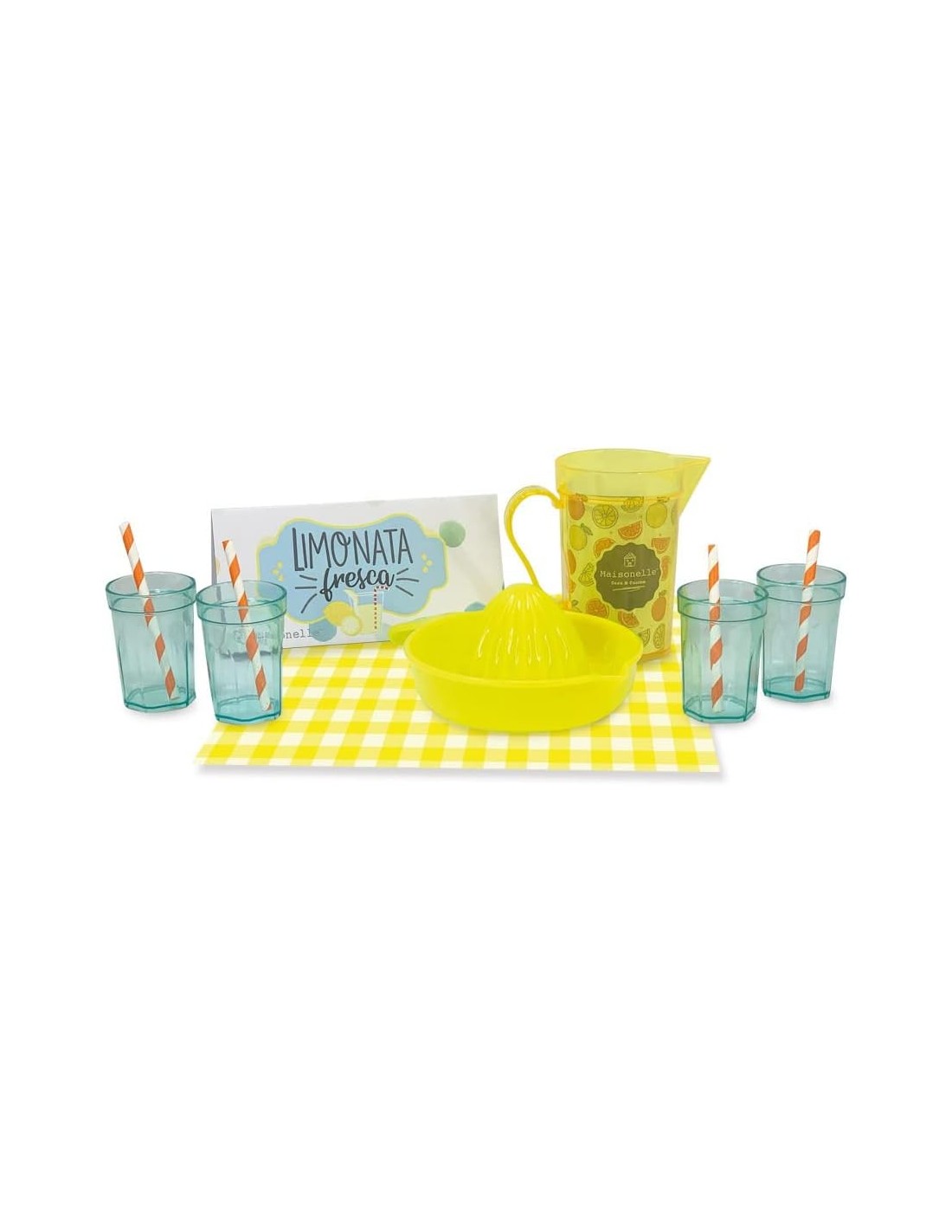 GIOCHI GIRL: vendita online SET GIOCATTOLO PER LIMONATE E SPREMUTE, 4 BICCHIERI, CARAFFA, CANNNUCCE, SPREMIGRUMI, CARTELLO E ...