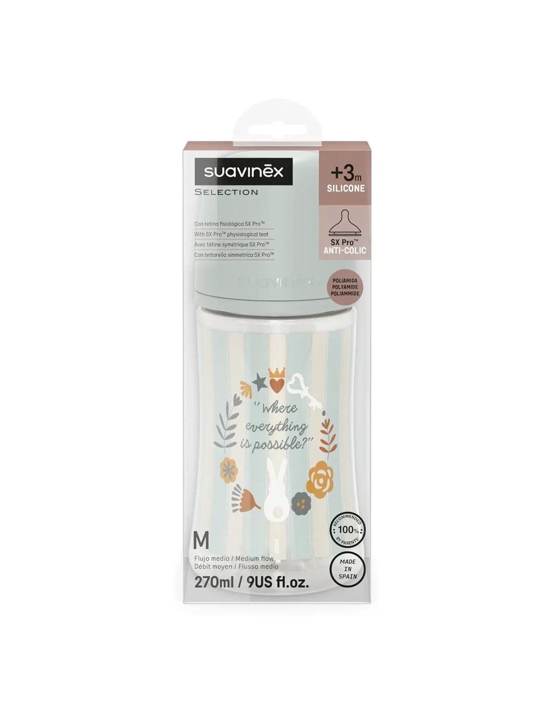Biberon Suavinex Wonderland 270 ml Azzurro Flusso Medio | Tettarella SX PRO