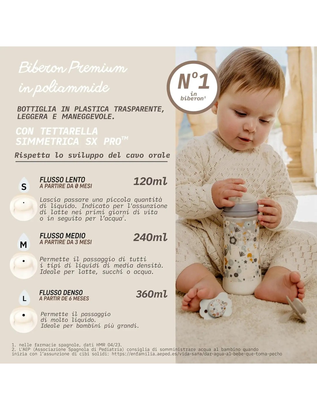 Biberon Suavinex Selection 360 ml Celeste | Tettarella SX Pro Flusso Denso