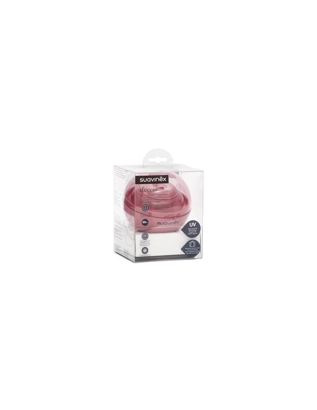 Suavinex Duccio Sterilizzaciuccio Rosa con Luce UV su shopincasa.it