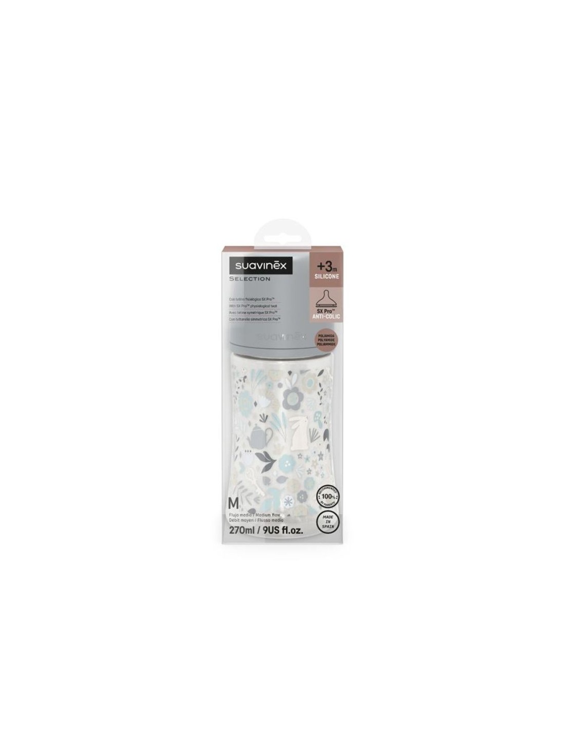 Suavinex Biberon Wonderland Liberty Azzurro 270 ml Flusso Medio su shopincasa.it