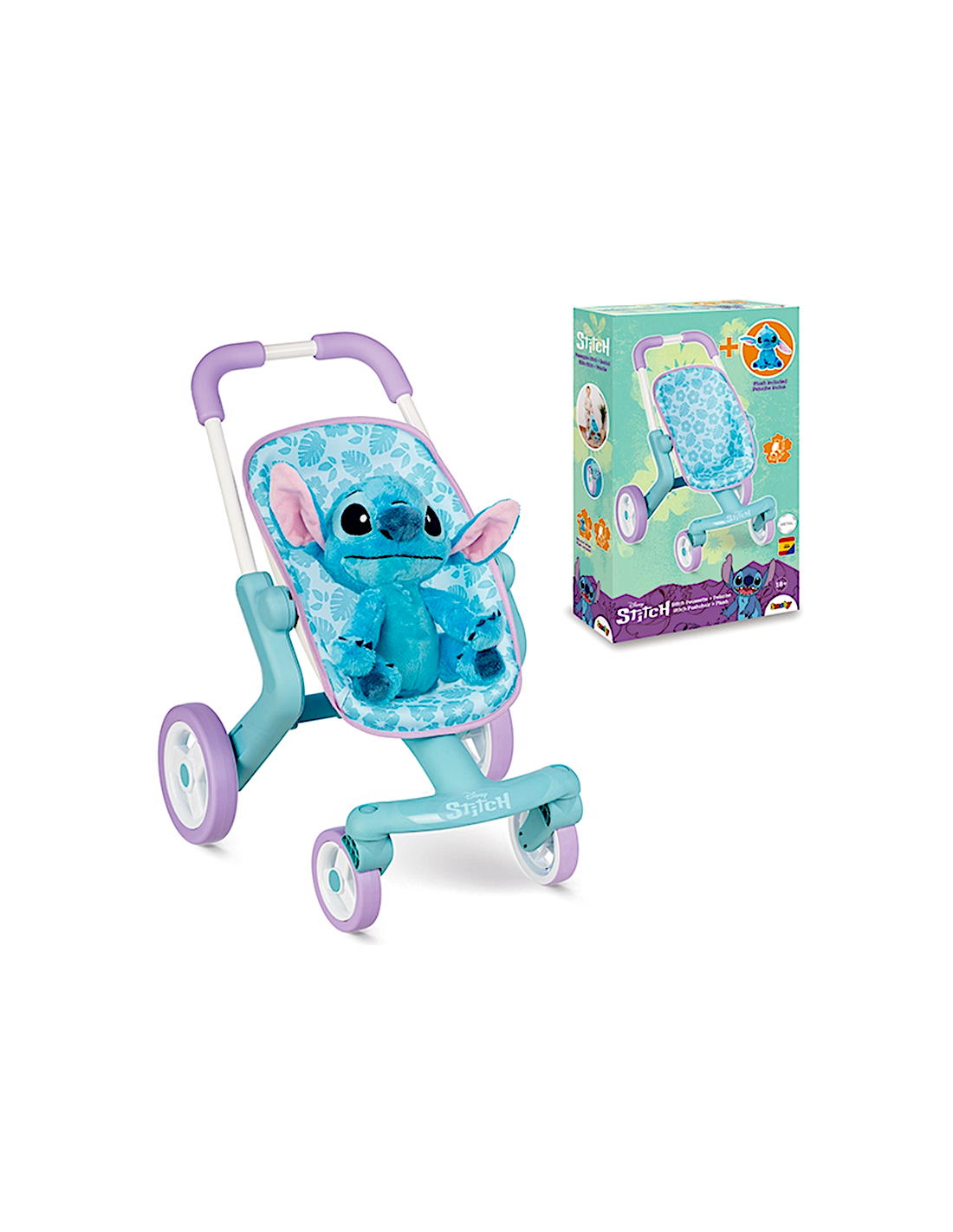 GIOCHI GIRL: vendita online PASSEGGINO STITCH IN METALLO CON PELUCHE, MANIGLIA ERGONOMICA, RUOTE PIROETTANTI, MULTIDIREZIONAL...