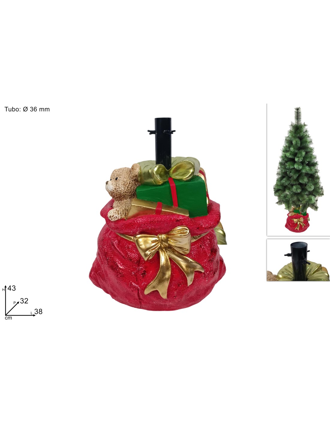 ALBERI DI NATALE: vendita online BASE ALBERO SACCO NATALIZIO ROSSO in offerta