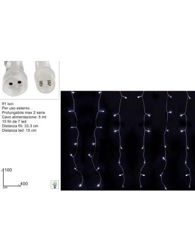 TENDA FLASH 91LED 4X1MT PROLUNGABILE BIANCO FREDDO
