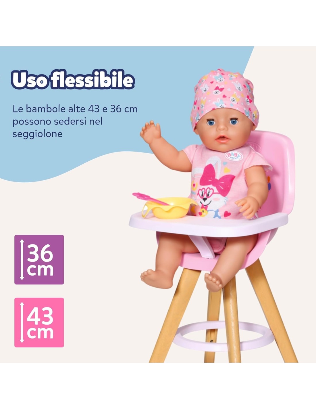 GIOCHI GIRL: vendita online BABY BORN SEGGIOLONE 43CM, GIOCATTOLO BAMBOLA, ACCESSORIO CUCINA, BAMBINI 3+ ANNI in offerta