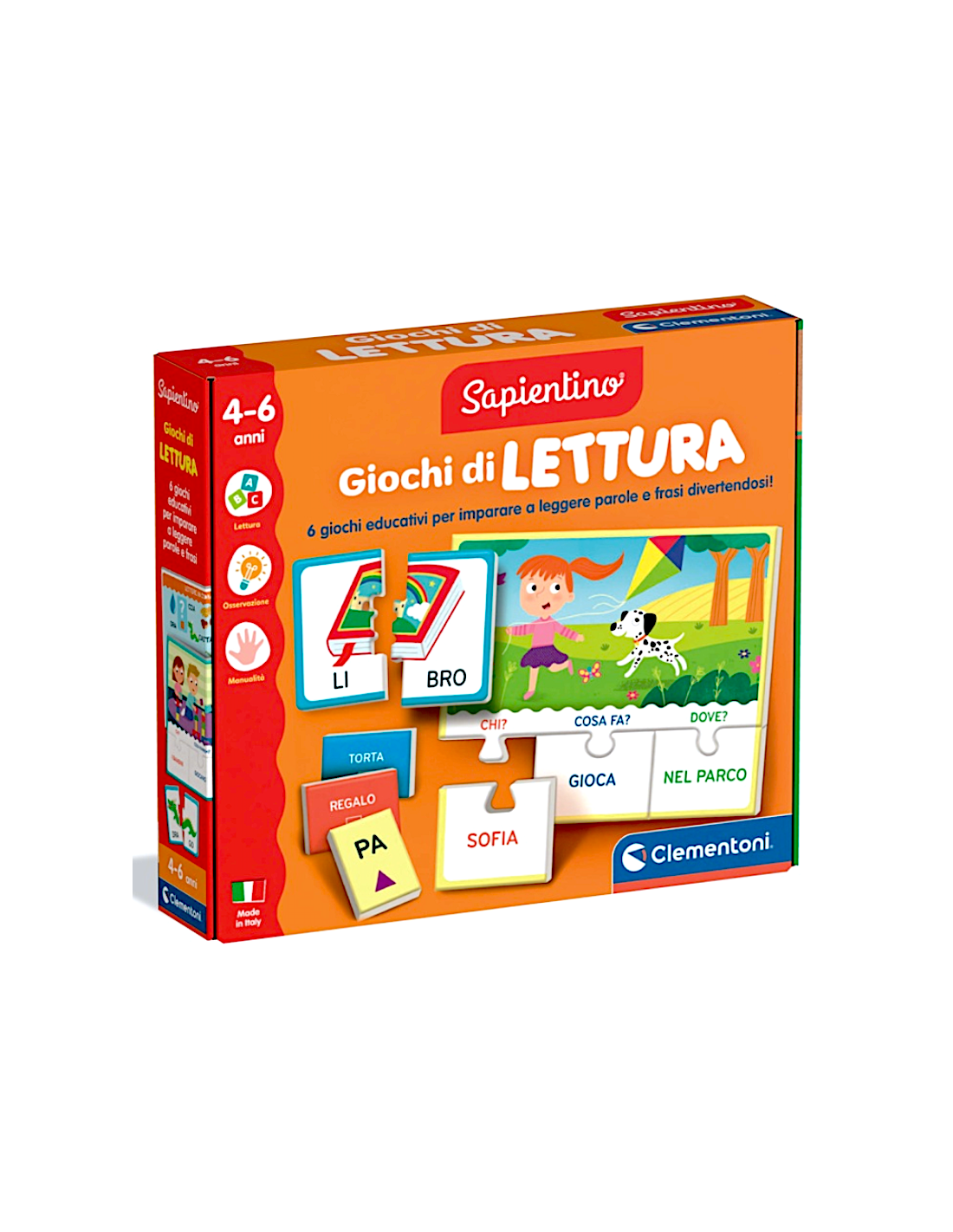 PRESCOLARI: vendita online CLEMENTONI, SAPIENTINO GIOCHI DI LETTURA, 6 ATTIVITÀ EDUCATIVE, SCATOLA 37X28X5 CM, BAMBINI 4-6 AN...