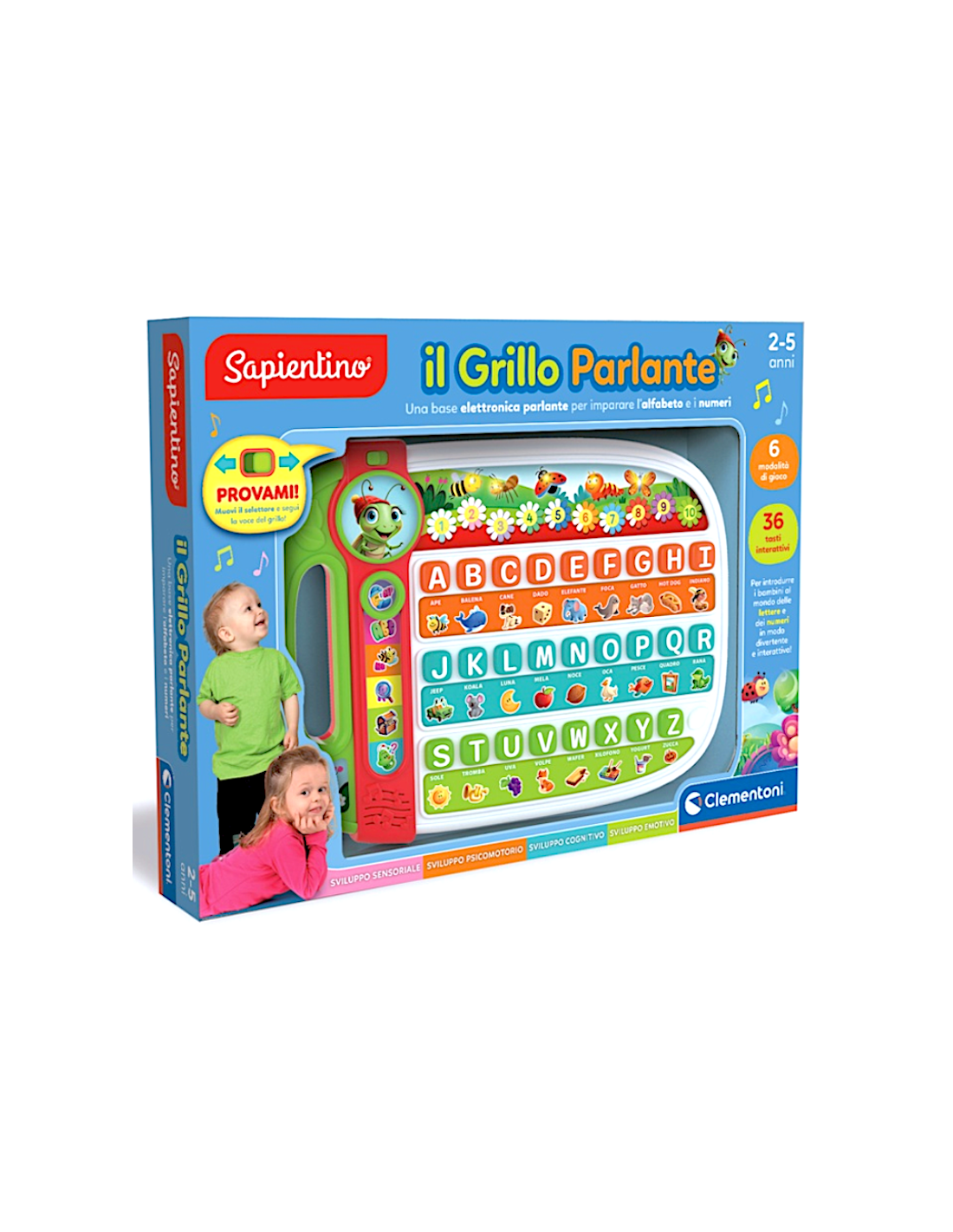 PRESCOLARI: vendita online CLEMENTONI, SAPIENTINO IL GRILLO PARLANTE, GIOCO EDUCATIVO, 36 TASTI INTERATTIVI, 6 MODALITÀ DI GI...