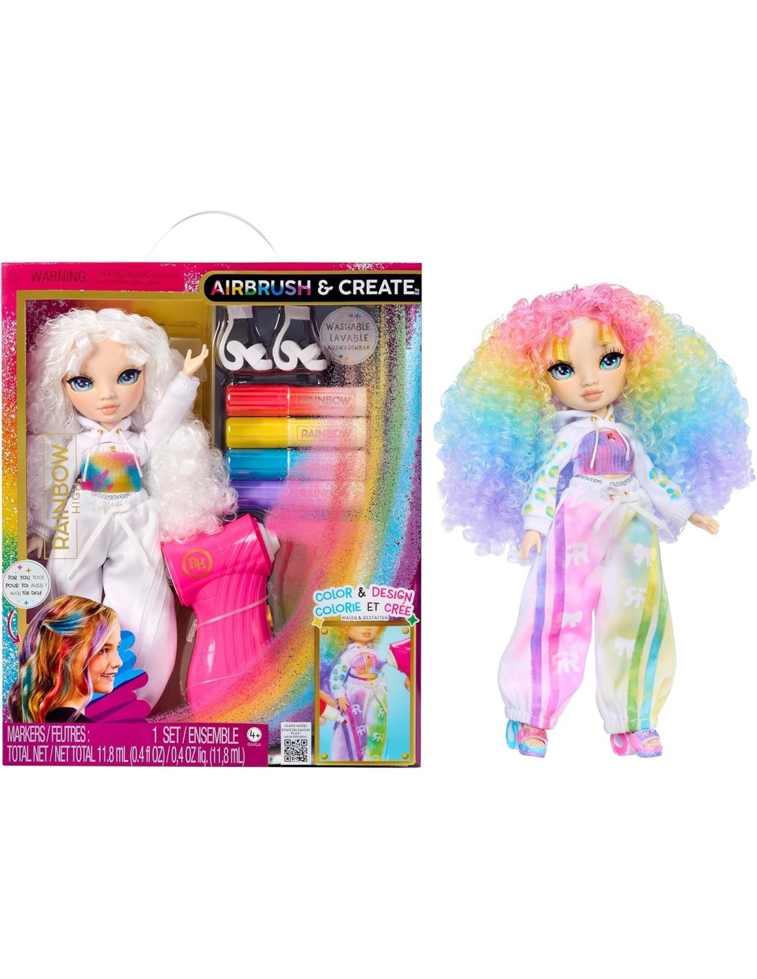 GIOCATTOLO PUBBLICIZZATO: vendita online RAINBOW HIGH BAMBOLA AIRBRUSH CREATE, BAMBOLA CON KIT AEROGRAFO, PENNARELLI LAVABILI...