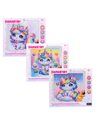 PRESCOLARI: vendita online Diamantiny Kawaii Unicorn Quadretto 4 – Kit Crystal Art Baby Gattino Unicorno, Assortito in offerta