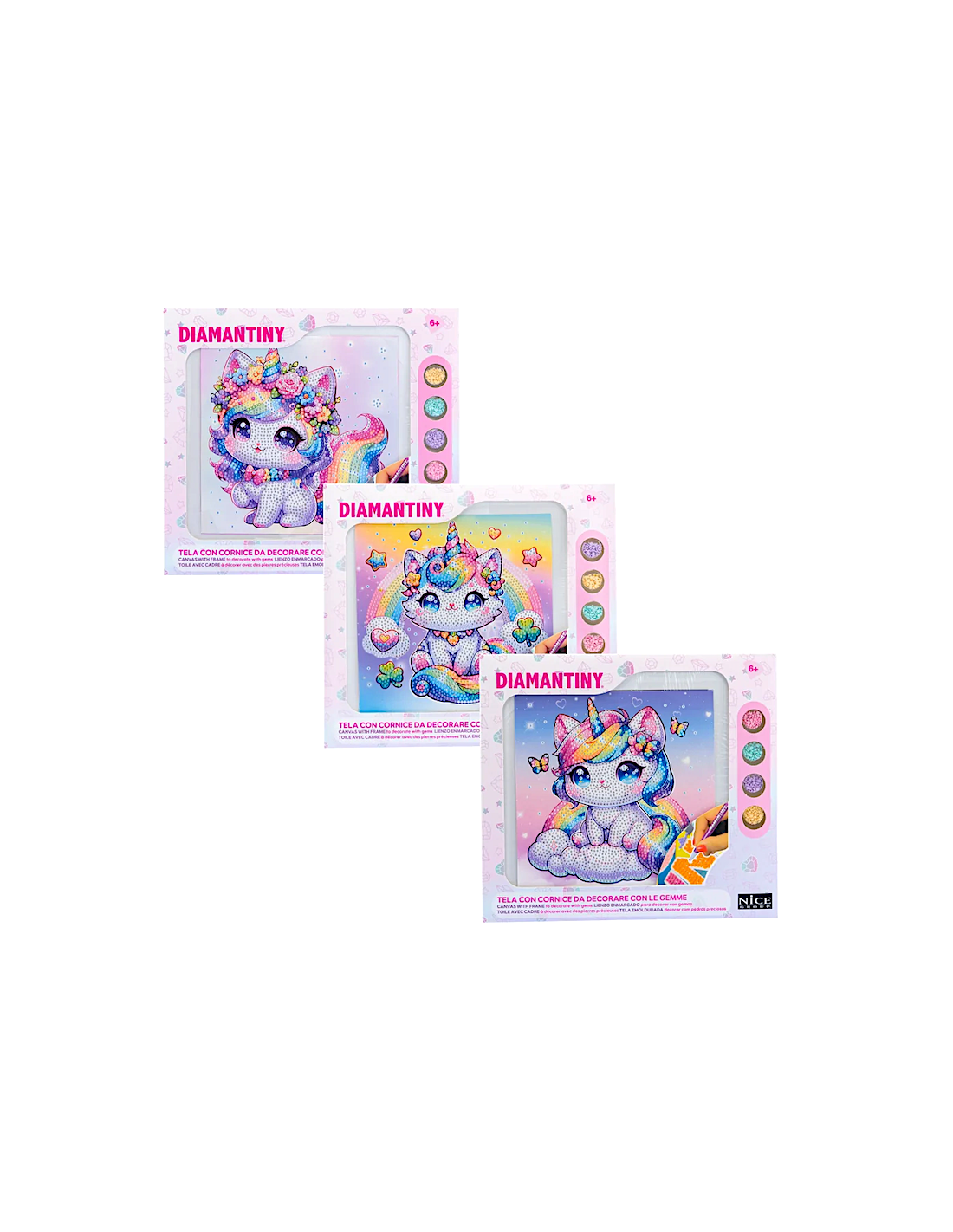 PRESCOLARI: vendita online Diamantiny Kawaii Unicorn Quadretto 4 – Kit Crystal Art Baby Gattino Unicorno, Assortito in offerta