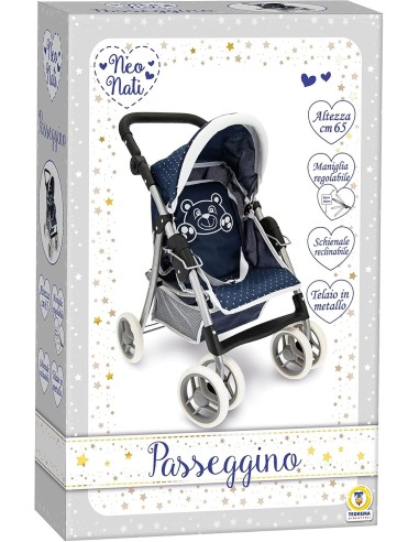 GIOCHI GIRL: vendita online PASSEGGINO BLU PER BAMBOLE CON ORSETTO, STRUTTURA IN METALLO 65X38X45CM E CAPPOTTA REGOLABILE in ...