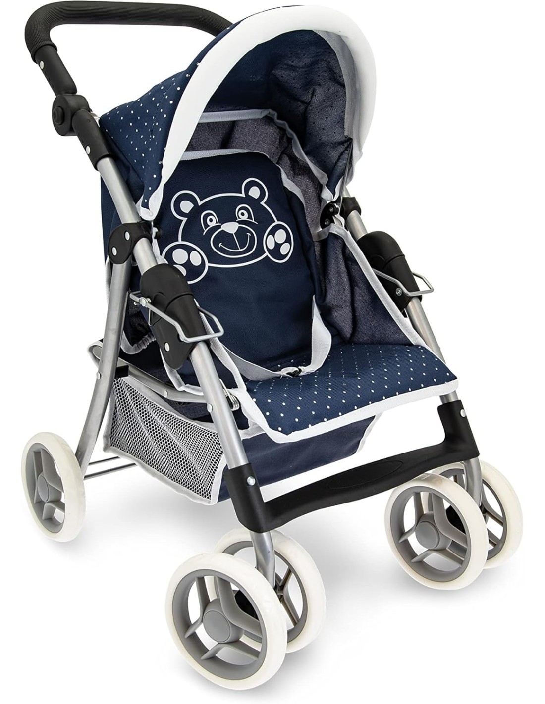 GIOCHI GIRL: vendita online PASSEGGINO BLU PER BAMBOLE CON ORSETTO, STRUTTURA IN METALLO 65X38X45CM E CAPPOTTA REGOLABILE in ...
