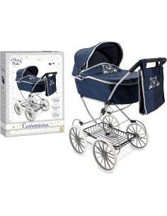 Carrozzina Porta Bambole Blue 90 cm con Struttura in Metallo e Borsetta | Shop in Casa