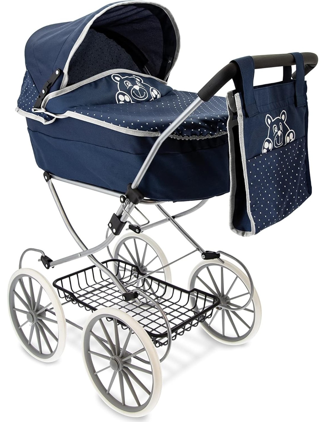 Carrozzina Porta Bambole Blue 90 cm con Struttura in Metallo e Borsetta | Shop in Casa