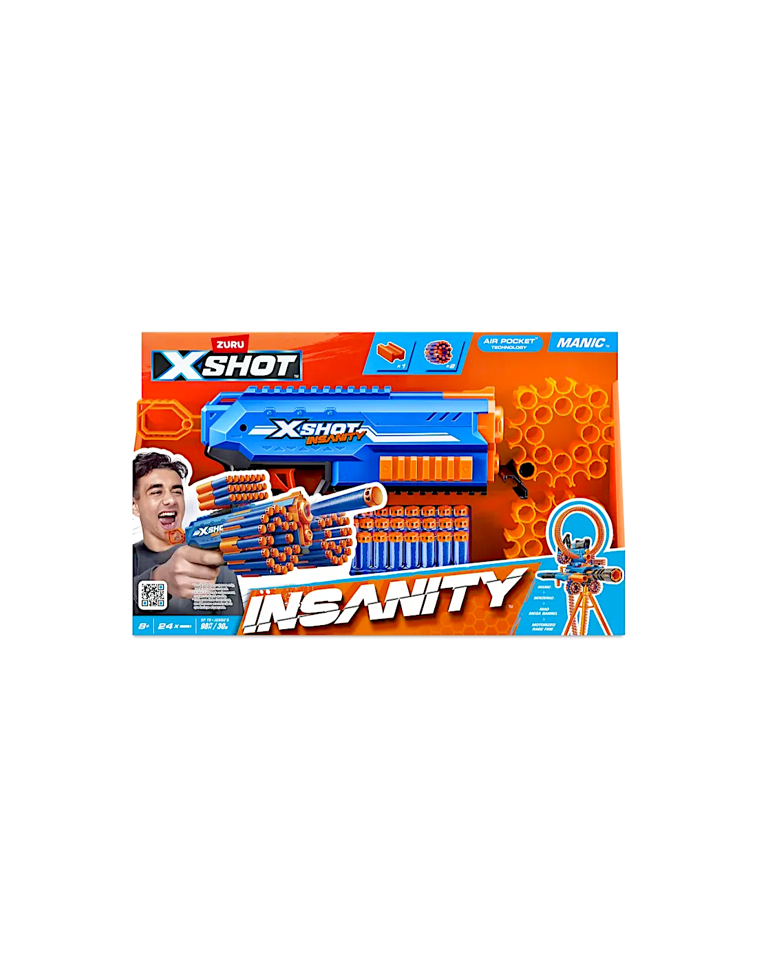 GIOCHI BOY: vendita online X-SHOT INSANITY 24 DARDI, PISTOLA SPARA DARDI in offerta