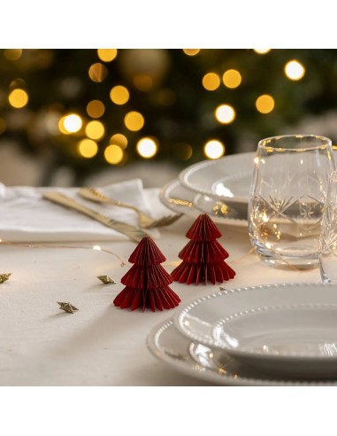 OGGETTISTICA NATALE: vendita online Decorazione set 2 alberelli di Natale rossi 6x6cm in carta - La magia di Natale a casa tu...