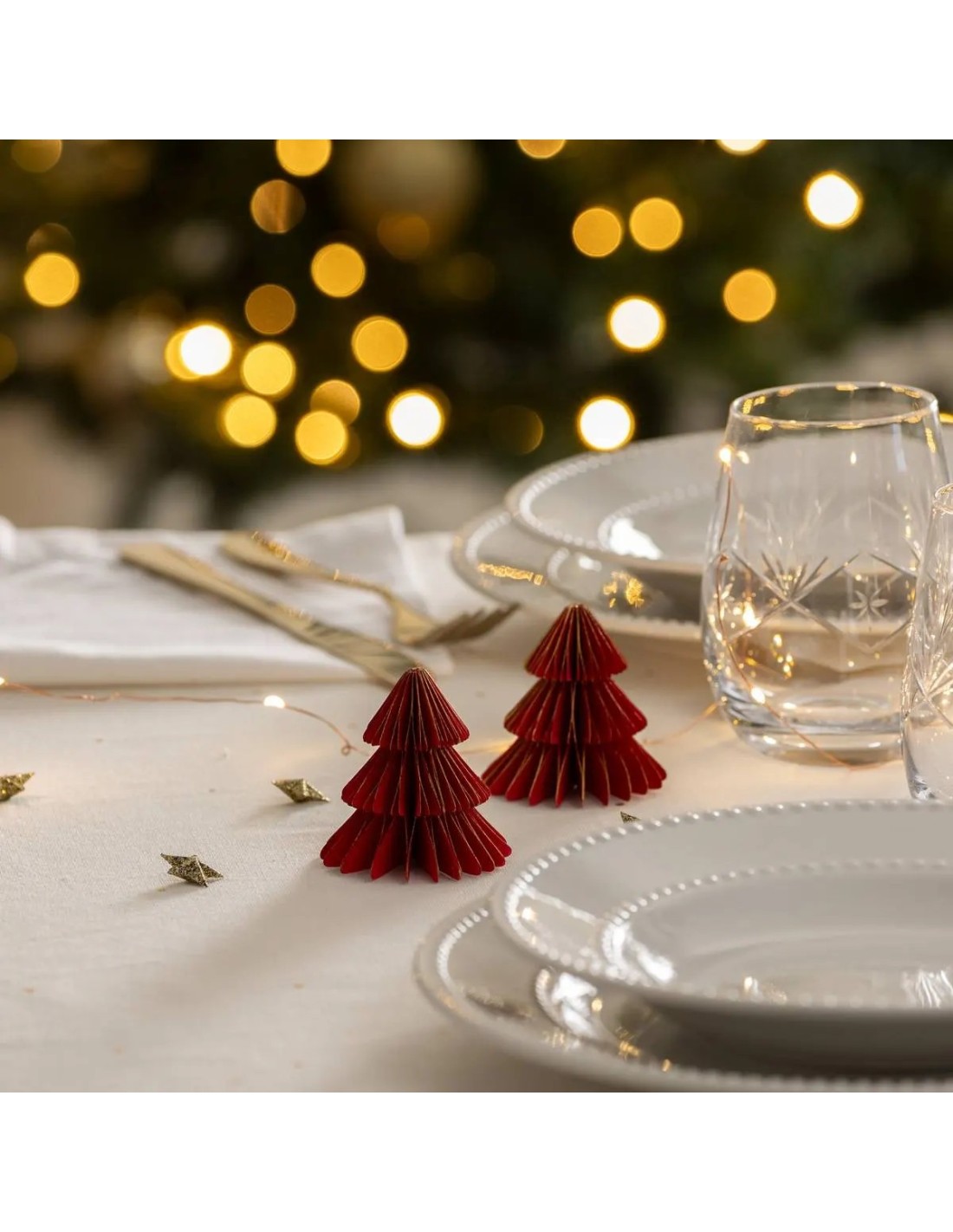 OGGETTISTICA NATALE: vendita online Decorazione set 2 alberelli di Natale rossi 6x6cm in carta - La magia di Natale a casa tu...