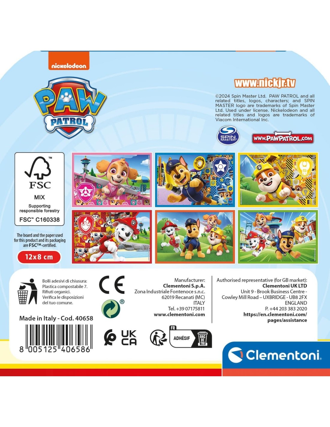 GIOCATTOLO PUBBLICIZZATO: vendita online CLEMENTONI, PAW PATROL, PUZZLE CUBI, 6 PEZZI, BAMBINI 2 ANNI, CARTONI ANIMATI, MADE ...