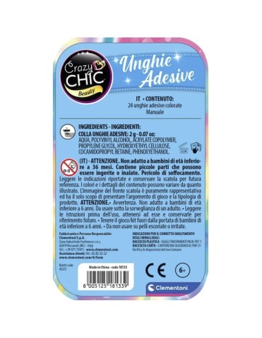 GIOCHI GIRL: vendita online CLEMENTONI CRAZY CHIC, UNGHIE FINTE ADESIVE ARCOBALENO in offerta