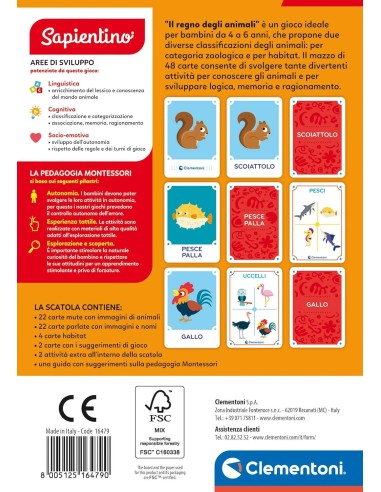 PRESCOLARI: vendita online CLEMENTONI SAPIENTINO REGNO DEGLI ANIMALI FLASHCARDS in offerta