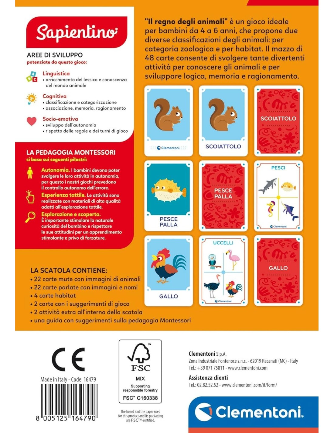 PRESCOLARI: vendita online CLEMENTONI SAPIENTINO REGNO DEGLI ANIMALI FLASHCARDS in offerta