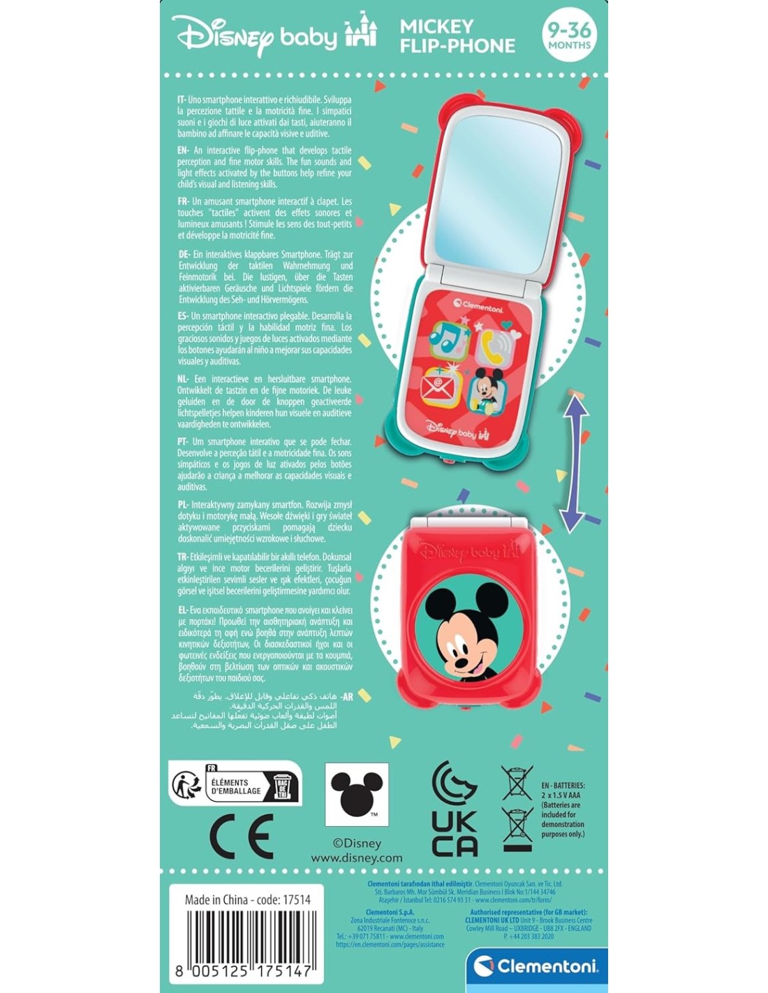 INFANZIA: vendita online CLEMENTONI, DISNEY BABY, MICKEY FLIP PHONE, TELEFONO BAMBINI, 9-36 MESI, LUCI E SUONI in offerta