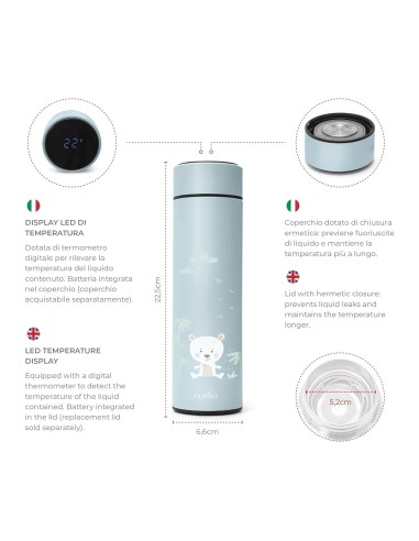 Nuvita Borraccia Termica in Acciaio con Termometro LED Powder Blue – shopincasa.it