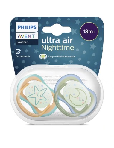 Philips Avent Ciuccio Ultra Air Night Star/Moon +18 mesi – 2 Pezzi | shopincasa.it