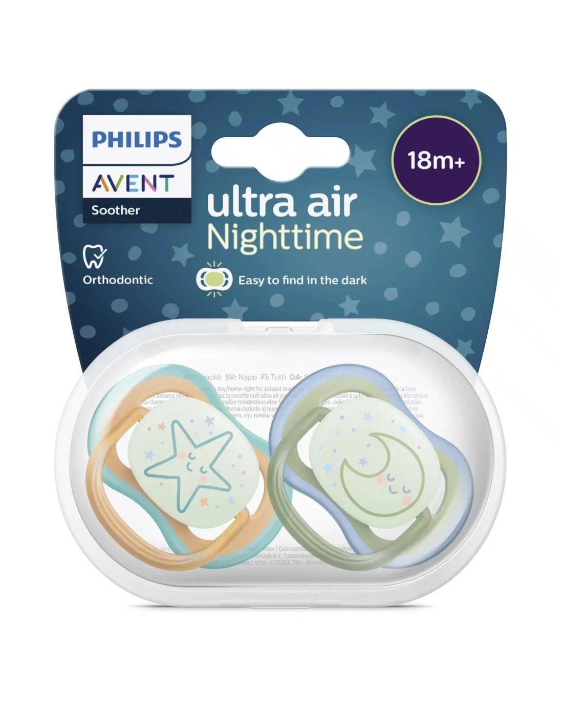Philips Avent Ciuccio Ultra Air Night Star/Moon +18 mesi – 2 Pezzi | shopincasa.it