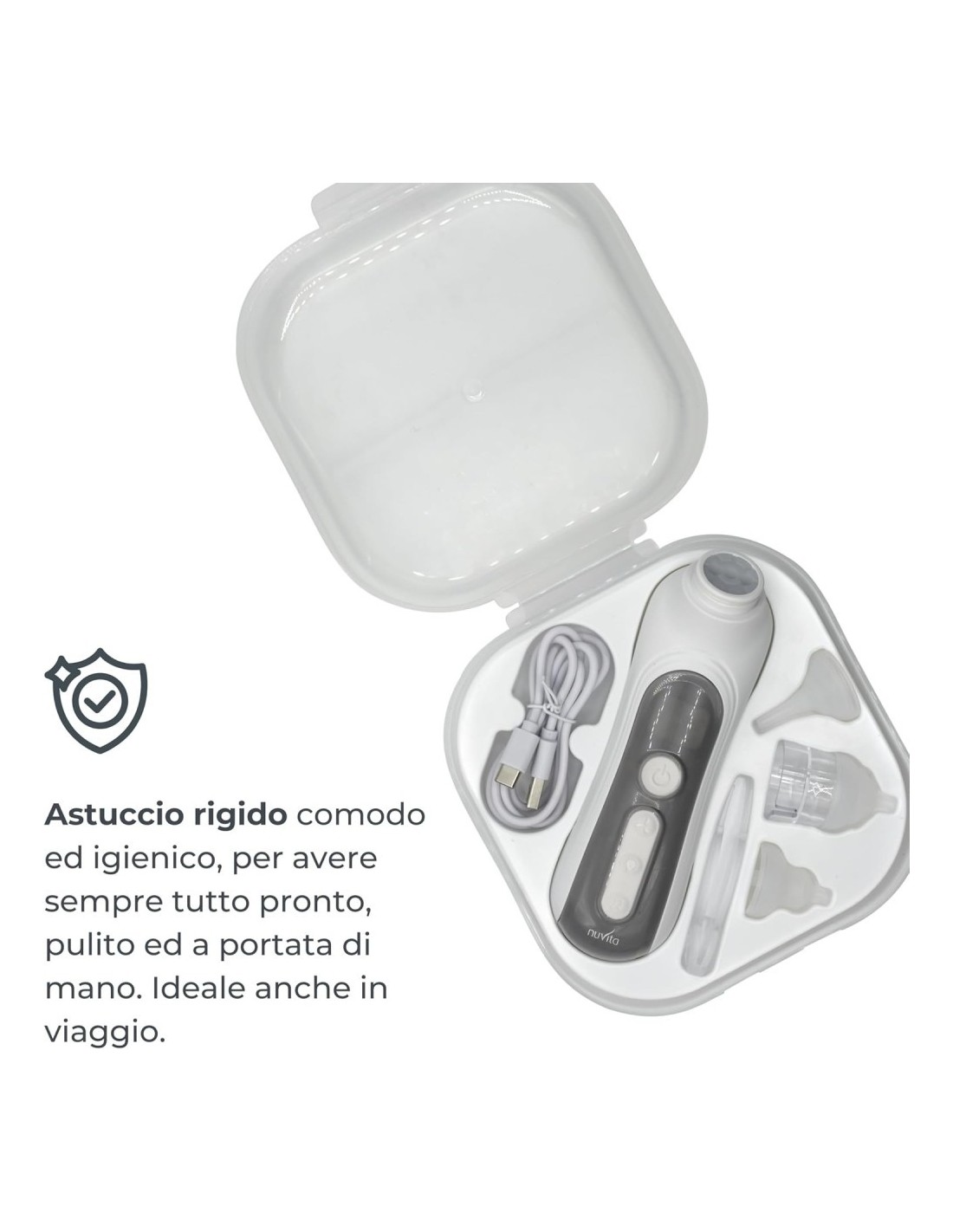 Nuvita 2150 Aspiratore Nasale Elettrico - 5 Intensità, Batteria Ric...