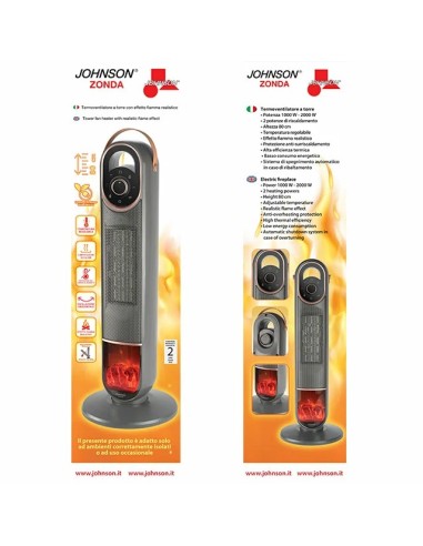 Johnson Zonda Termoventilatore a Torre con Effetto Fiamma – shopincasa.it