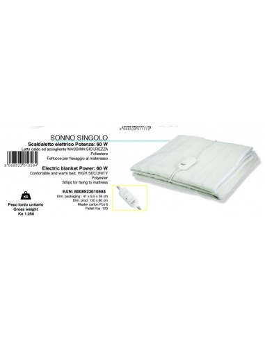 Johnson Sonno Termocoperta Singola 150x80 cm 60W – shopincasa.it